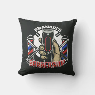 Custom NAME Retro Barber Shop Pole Barbershop Cushion
