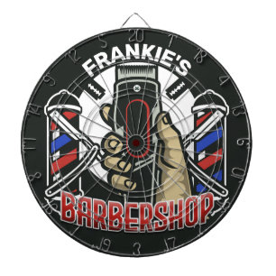 Custom NAME Retro Barber Shop Pole Barbershop Dartboard