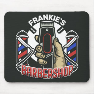 Custom NAME Retro Barber Shop Pole Barbershop Mouse Pad
