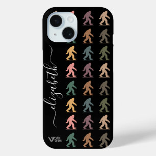 Custom Name Retro Bigfoot Forest Art Personal Gift iPhone 15 Case