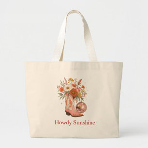 Custom Name Retro Cowboy Boot Aesthetic Tote Bag