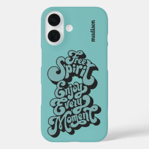 Custom Name Retro "Free Spirit" iPhone 16 Case