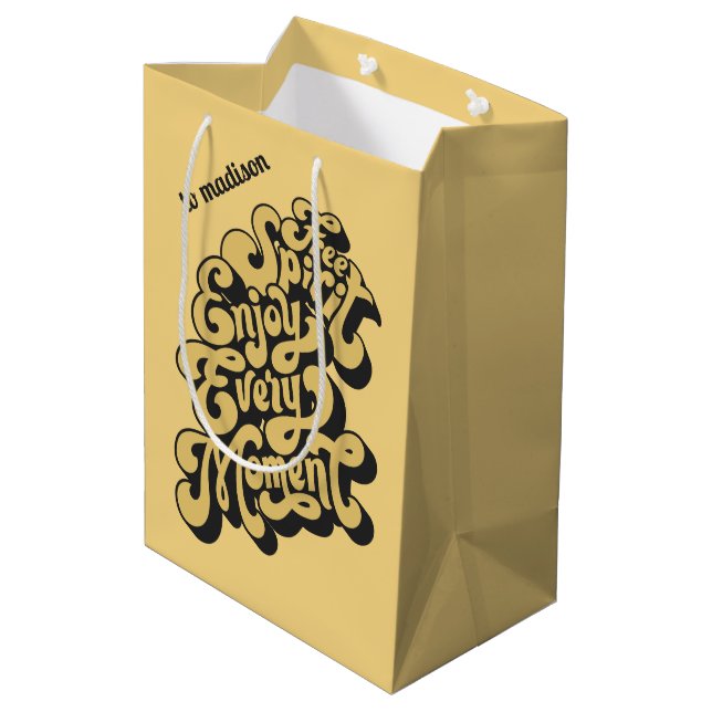 Custom Name Retro "Free Spirit" Medium Gift Bag (Back Angled)