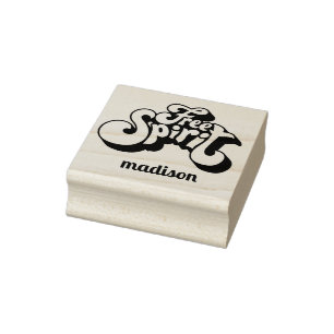 Custom Name Retro "Free Spirit" Rubber Stamp
