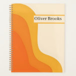 Custom Name Retro Orange Wavy Notebook Planner<br><div class="desc">Finding a notebook that captures a vibrant, energetic spirit while remaining professional is often a challenge for modern creatives. This design solves that by utilizing a bold, retro-inspired wavy pattern in a warm gradient of sunset orange, gold, and cream. It provides an eye-catching, high-end aesthetic that brightens up any workspace...</div>