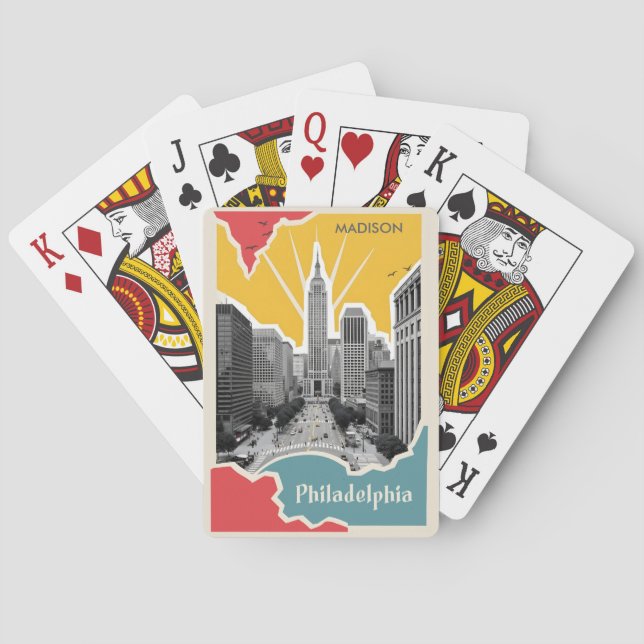 Custom Name Retro Philadelphia Playing Cards (Back)