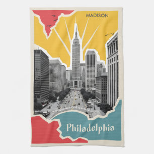 Custom Name Retro Philadelphia Tea Towel