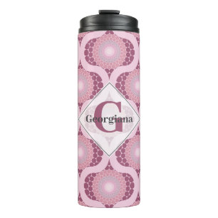 Custom Name Retro Radiant Dusky Rose Dot Mandala Thermal Tumbler