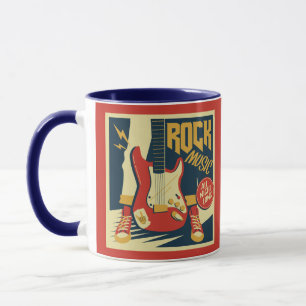 Custom name Retro Rock Music mugs