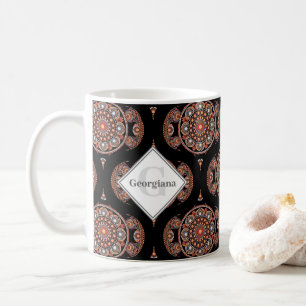 Custom Name Retro Safari Sunset Bohemian Mandala Coffee Mug