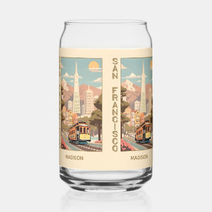 Custom Name Retro San Francisco Can Glass