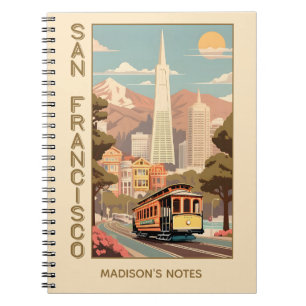 Custom Name Retro San Francisco Notebook