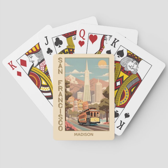 Custom Name Retro San Francisco Playing Cards (Back)