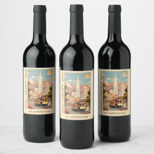 Custom Name Retro San Francisco Wine Label