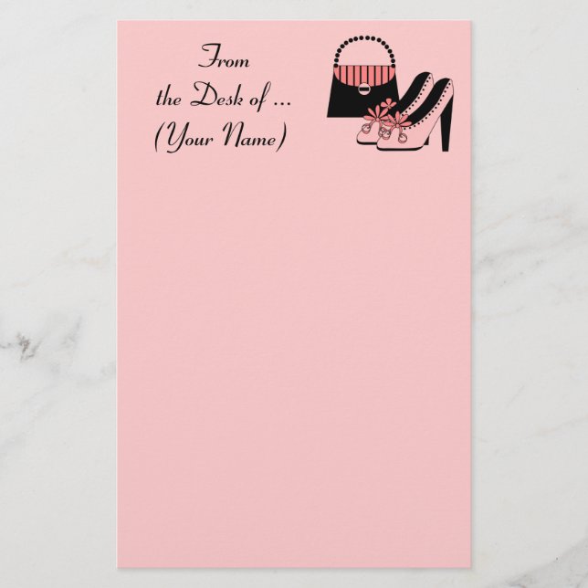 Custom Name Retro Shoes Stationery (pink) (Front)
