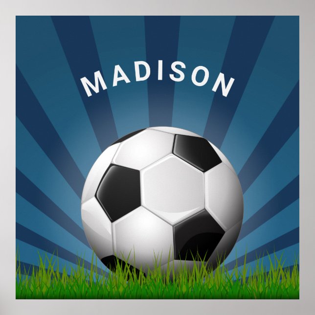 Custom name Retro Soccer Ball poster (Front)
