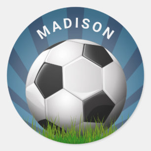 Custom name Retro Soccer Ball stickers