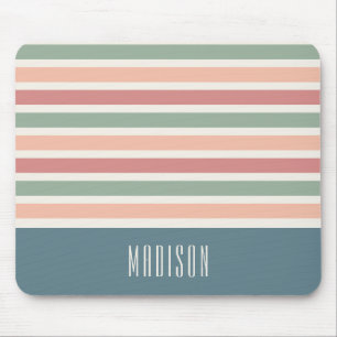 Custom Name Retro Stripes Pattern Mouse Pad