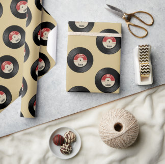 Custom Name Retro Vinyl Record Wrapping Paper