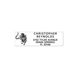 Custom Name Return Address Self Inking Stamp Tiger