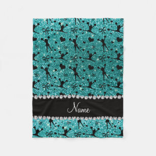 Custom name robin egg blue glitter cheerleading fleece blanket