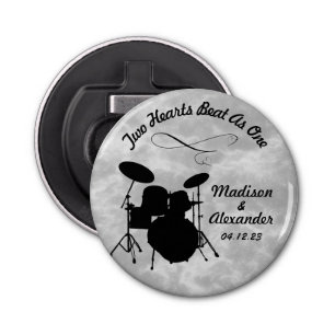 Custom Name Rock & Roll Drummer Wedding Drum Kit Bottle Opener