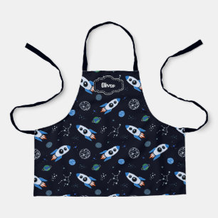 Custom Name Rocketship Patterned Apron