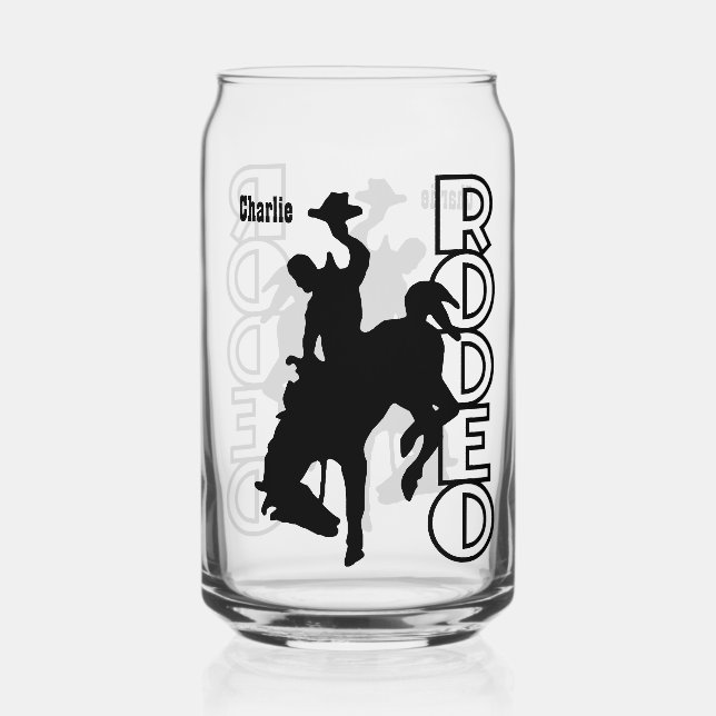 Custom Name Rodeo Can Glass (Back)