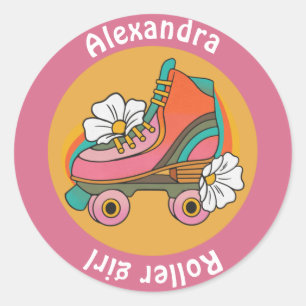 Custom name roller skate girly cute pink Sticker