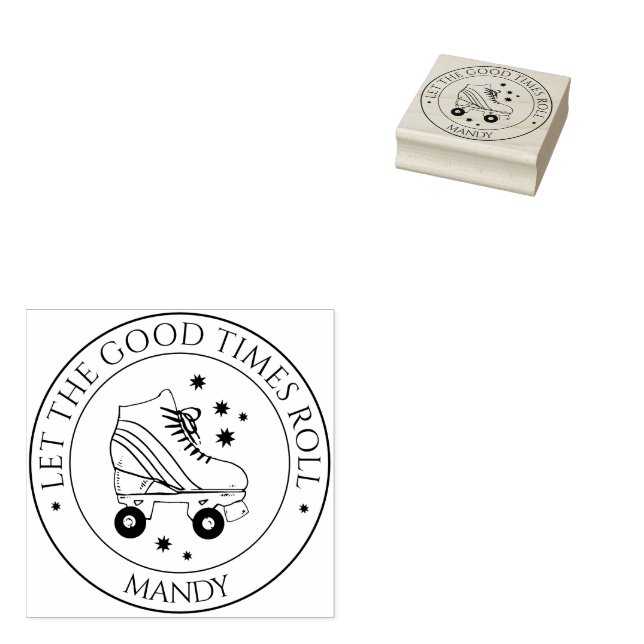 Custom Name Roller Skating Club Rubber Stamp (Stamped)