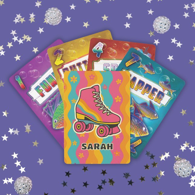 Custom Name Roller Skating Girl Playing Cards (Custom Name Roller Skating Girl Playing Poker Cards
)