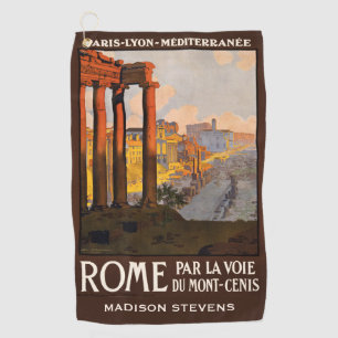 Custom name Rome Italy Vintage Travel Golf Towel