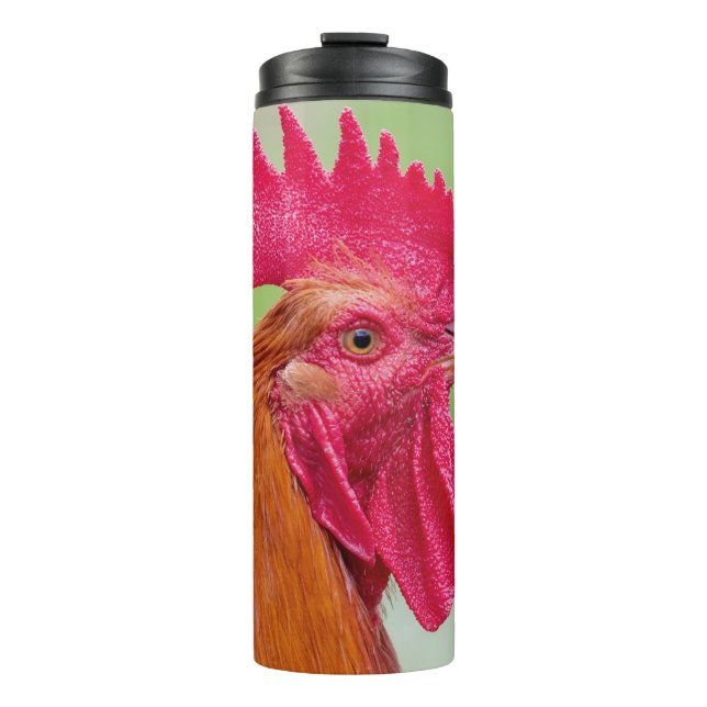 Custom name Rooster Close-Up Thermal Tumbler (Front)
