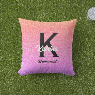 Custom Name Rose Gold Glitter Bridesmaid Gift Cushion