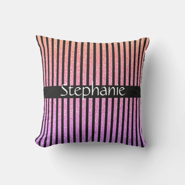 Custom Name Rose Gold Pink Glitter Bridesmaid Gift Cushion (Front)