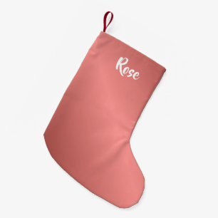 Custom name rose gold small christmas stocking