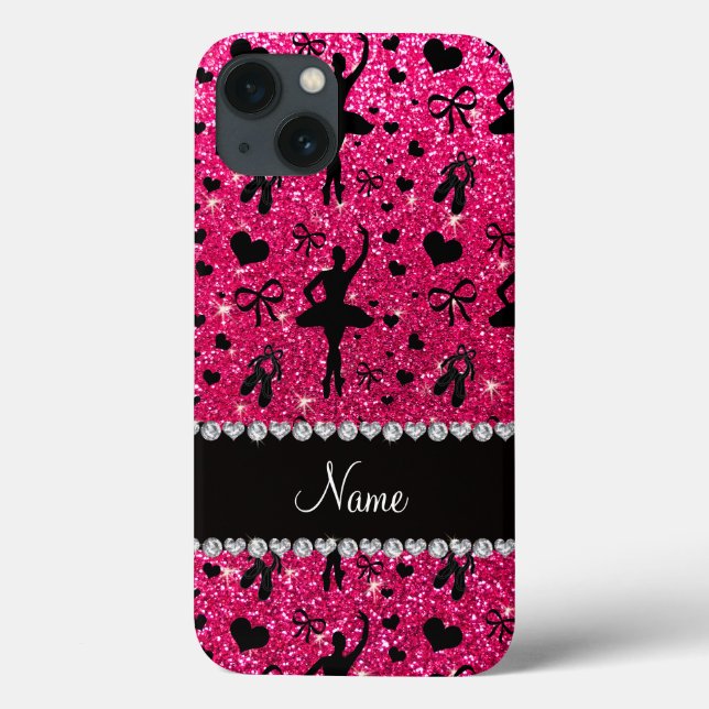 Custom name rose pink glitter ballerinas Case-Mate iPhone case (Back)