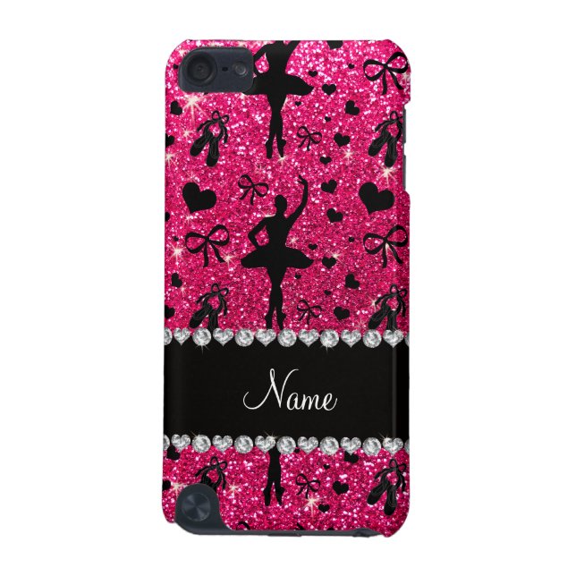 Custom name rose pink glitter ballerinas iPod touch (5th generation) cover (Back)