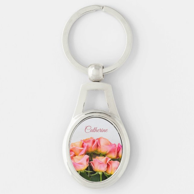 Custom Name Roses Key Ring (Front)