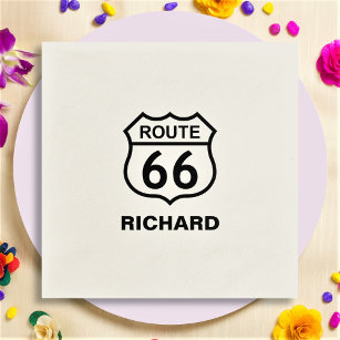 Custom Name Route 66 Sign Paper Party Napkin