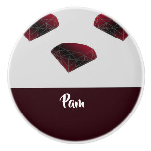 Custom name ruby red gemstones ceramic knob