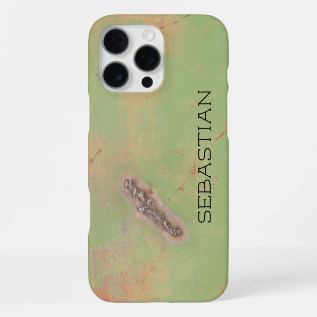 Custom Name Rustic Green Metalwork Weld iPhone Case (Back)