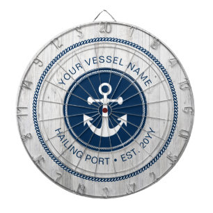 Custom Name Rustic Nautical Anchor Personalised Dartboard