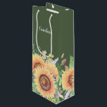 Custom Name | Rustic Sunflowers Wedding Wine Gift Bag<br><div class="desc">Rustic Sunflowers and Wildflowers Watercolor Painting personalised Wedding | Bridal Shower | Bridesmaid | Maid of Honour | Flower Girl Favour | Gift Wine Bags. Matching Wedding Invitations, Bridal Shower Invitations, Save the Date Cards, Bridesmaid to be Request Cards, Thank You Cards, Wedding Favours and Gifts available in the Rustic...</div>