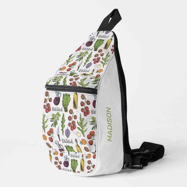 Custom Name Salad Pattern Sling Bag (Right Corner)