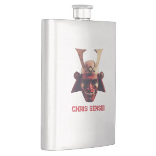 Custom Name Samurai Helmet Oni Mask Hip Flask