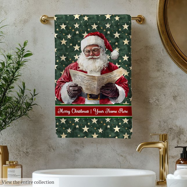 Custom Name Santa Claus Bath Towel Gift Set (Custom Name Santa Claus Bath Towel Gift Set)