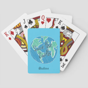 Custom Name Save The Earth Playing Cards