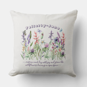 Custom Name Saying Quote Butterfly Wildflower Cushion