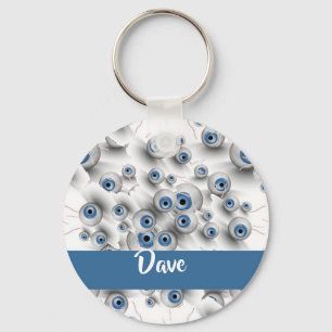 Custom name scary eyes key ring